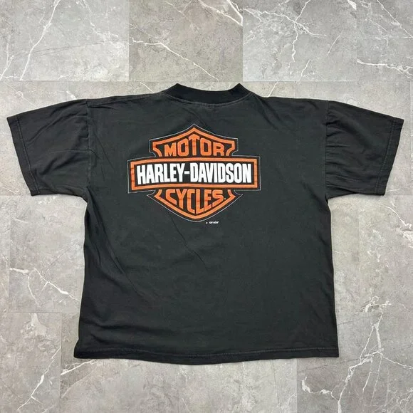 Vintage Harley Davidson Graphic Tee Mens XL Country Eagle Short Sleeve Black - Picture 2 of 10